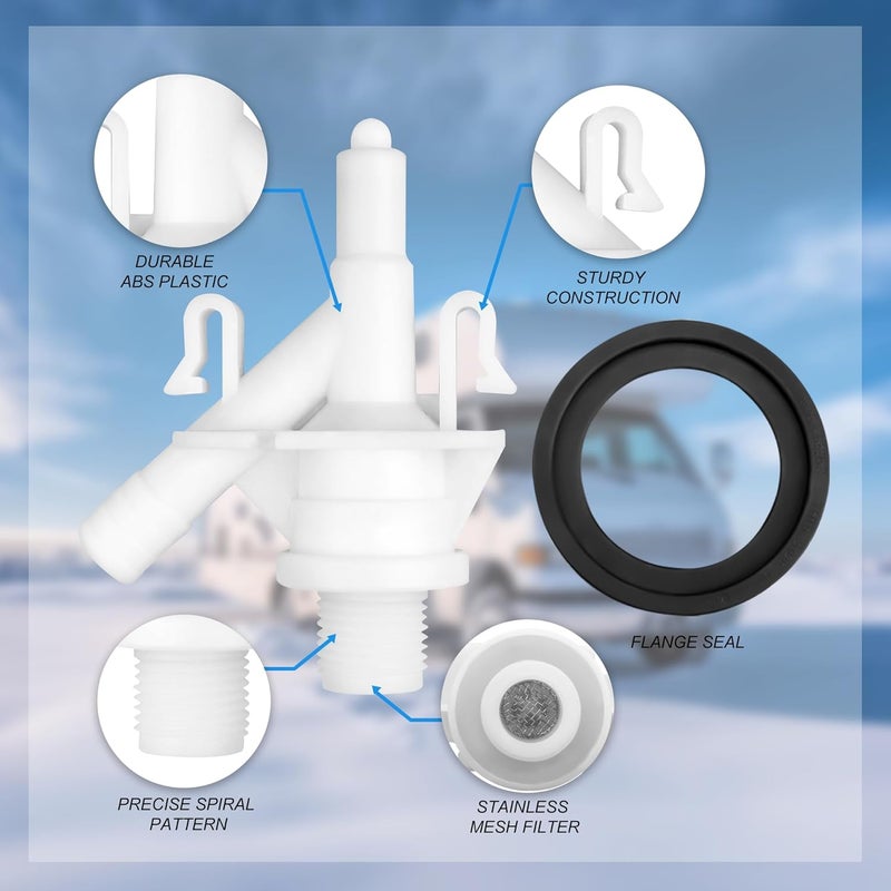 Vypart 385311641 RV Toilet Water Valve Kit - Leakage Resistance RV Toilet Parts With Flush Ball Seal for Dometic and Sealand 300, 301,310,311,320,321 RV Toilet | 2 Set - Image 4